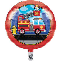 Flaming Fire Truck Balloon (1) - Birthday Party Supplies - $2.29