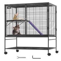 VEVOR 39" Rolling Metal Ferret Cage, Large 2-Tier Critter with Ramps &amp; Tray - $116.90