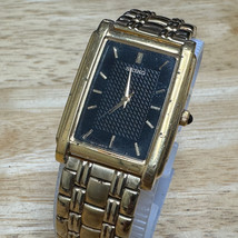 Vintage Seiko Quartz Watch V701-5E49 Men Gold Tone Rectangle~For Parts R... - $28.49