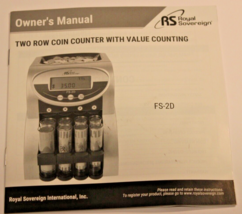 OWNER’S MANUAL - ROYAL SOVEREIGN FS-2D TWO ROW COIN COUNTER W/VALUE COUN... - £2.37 GBP