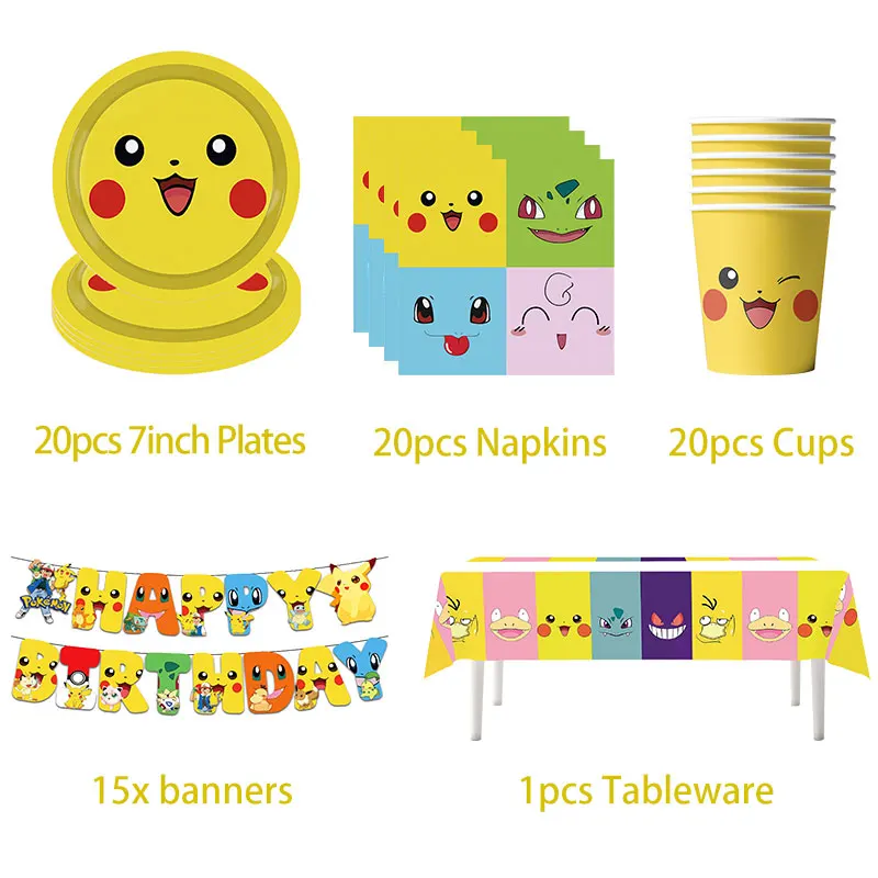 76PC Adorable Plush! Pokemon birthday supplies, Pikachu - £26.52 GBP