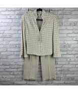 St. John By Marie Gray Evening Pant Suit 2 Piece Beige Off White Knit Sz 8 - $512.35 CAD
