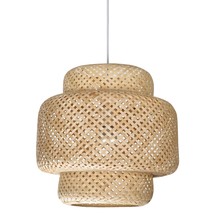 Hand Woven Rattan Lamp Shade - Bamboo Pendant Lights - Elegant Hanging Light Cha - £63.27 GBP