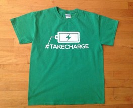 Duracell Powermat Men&#39;s #Take Charge  Green Battery  T-Shirt Size Medium - £9.49 GBP