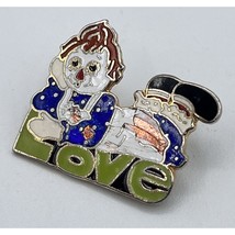 Vintage Raggedy Ann LOVE Brooch Pin Enamel Cloisonne 1&quot; Metal - $12.19