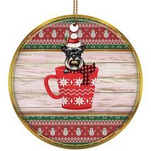 hdhshop24 Cute Miniature Schnauzer Dog in Cup Ornament Gift Pine Tree Decor Hang - £15.51 GBP