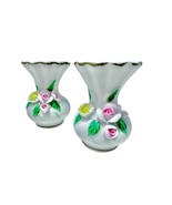 Vintage Bisque Porcelain Floral Fluted Set Of 2 Toothpick Holders - $244.70 MXN