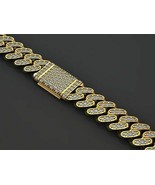 8 Ct Diamond Men&#39;s Cuban Link Bracelet Solid 925 Sterling 14k Yellow Gol... - $505.57 CAD