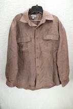 Montage Collection Chocolate Brown Faux Suede Button Up With Pockets Size L - £18.77 GBP