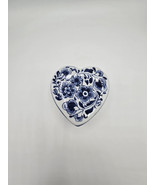 Centrum Ceramics Heart-Shaped Trinket Box Blue &amp; White 5” - £23.93 GBP
