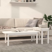 2 Piece Coffee Table Set White Solid Wood Pine - £54.94 GBP