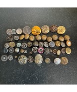 Metal Filigree Buttons Lot of 54 Vintage Antique Flowers Intricate Geome... - $82.39 CAD