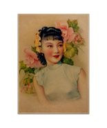 Girl with Flowers Poster Vintage Reproduction Print Chinese Shanghai Lad... - $4.95+