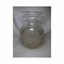 Vintage Glass Crystal Vase Heavy Thick Star Pinwheel Leaf Pattern 9.75&quot; - £27.95 GBP