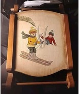 Vintage Sled Skiers Christmas Toll-like Handpainted Children Art Wooden ... - $135.93 CAD