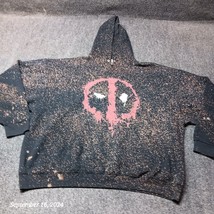 Marvel Deadpool Hoodie Adult 3XL Black and Bleach Splattered Sweatshirt ... - $23.10