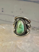Navajo ring turquoise cigar leaf band Size 8.5 sterling silver vintage w... - $156.42
