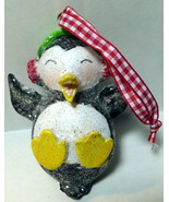 Christmas Penguin Ornament glittered and ear muffs 3&quot; - £3.90 GBP