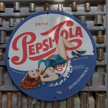 Vintage 1950 Pepsi-Cola 'The Light Refreshment' Porcelain Gas & Oil Metal Sign - $125.00