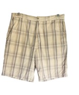 TOMMY BAHAMA Mens Size 33 Shorts Paradise Nation Beige Plaid Silk&amp; Cotto... - $14.99