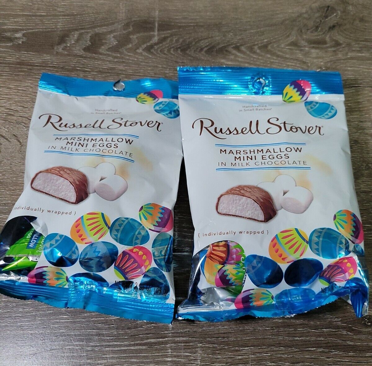 Primary image for (2) RUSSELL STOVER- MARSHMALLOW MINI EGGS IN MILK CHOCOLATE -EASTER 2.95OZ Bags