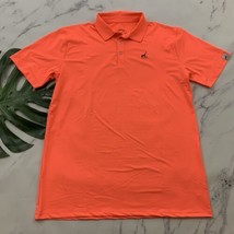 Proud 90 Mens Golf Polo Shirt Size L Neon Orange Short Sleeve Solid Stretch - £19.46 GBP