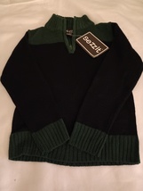 Sezzit - Boys Sweater Turtle Neck Long Sleeve Black &amp; Green - Size M 5-6 - $10.99
