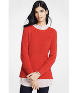 NWT Women&#39;s Ann Taylor L/S Red Ribbed Crewneck Sweater Sz XL Extra Large - £35.49 GBP