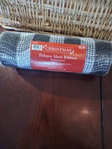 Christmas Polypro Mesh Ribbon Black And White 10&quot; x 30&#39;-NEW-SHIPS N 24 H... - $16.71