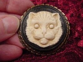 (cm126-1) CAT from Hell Kitty CAMEO Pin Pendant Jewelry brooch love scary cats - £25.26 GBP