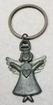 Happy Singing Angel Keychain Wings Spread Religious Metal Vintage - £9.67 GBP