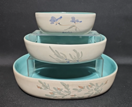 Chatham Potters Herb Garden Set Of 3 Oval Baking Dishes Vintage Disconti... - $105.02