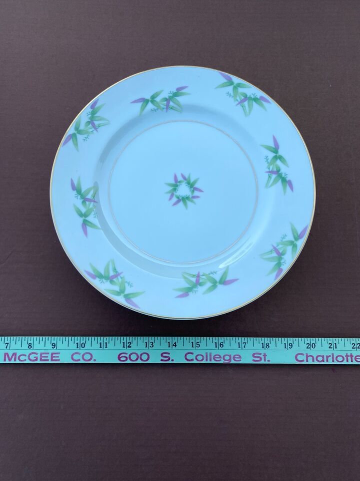 Harmony House &quot;Mandarin&quot; green leaves pattern china, 1950&#39;s 10 inch Dinn... - $7.94