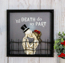 Till Death Do Us Part Skeleton Bride and Groom Kissing Wall Decor Picture Frame - £27.16 GBP