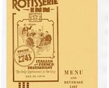 Rotisserie Inn Italian French Restaurant Menu S Main Salt Lake City Utah... - $176.22