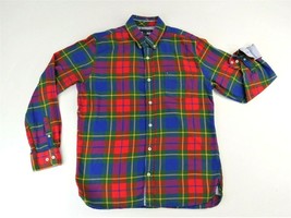 Tommy Hilfiger Red Blue Flannel Plaid Long Sleeve Button Up Shirt Mens Large - £28.46 GBP