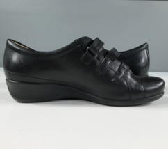 Ecco Sneakers Womens 41 Smooth Black Leather Strappy Round Toe Low Tops - £32.95 GBP