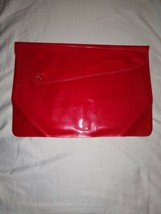 Vintage Hanes RED Vinyl Clutch with snap closure 15 x 11 inches - £19.17 GBP