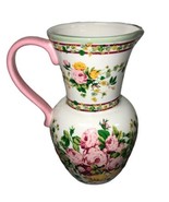 Vintage Laura Ashley Home Pink Roses Pitcher Vase 7 1/2&quot; Tall - $709.73 MXN