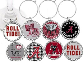 Alabama Football crimson tide decor party wine charms markers 8 party fa... - $9.85
