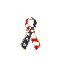 Small Silver Spot Pin Red White Blue American Flag Patriotic USA Hope Ribbon - £4.00 GBP