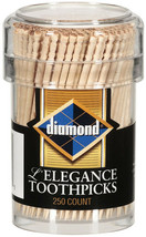 250 DIAMOND L&#39;Elegance rOund WOOD Elegance TOOTHPICKS 2.5&quot; Elegant woode... - $21.65