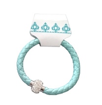 Leather Bracelet a With Rhinestone Magnetic Clasp Turquoise Colored - £19.97 GBP
