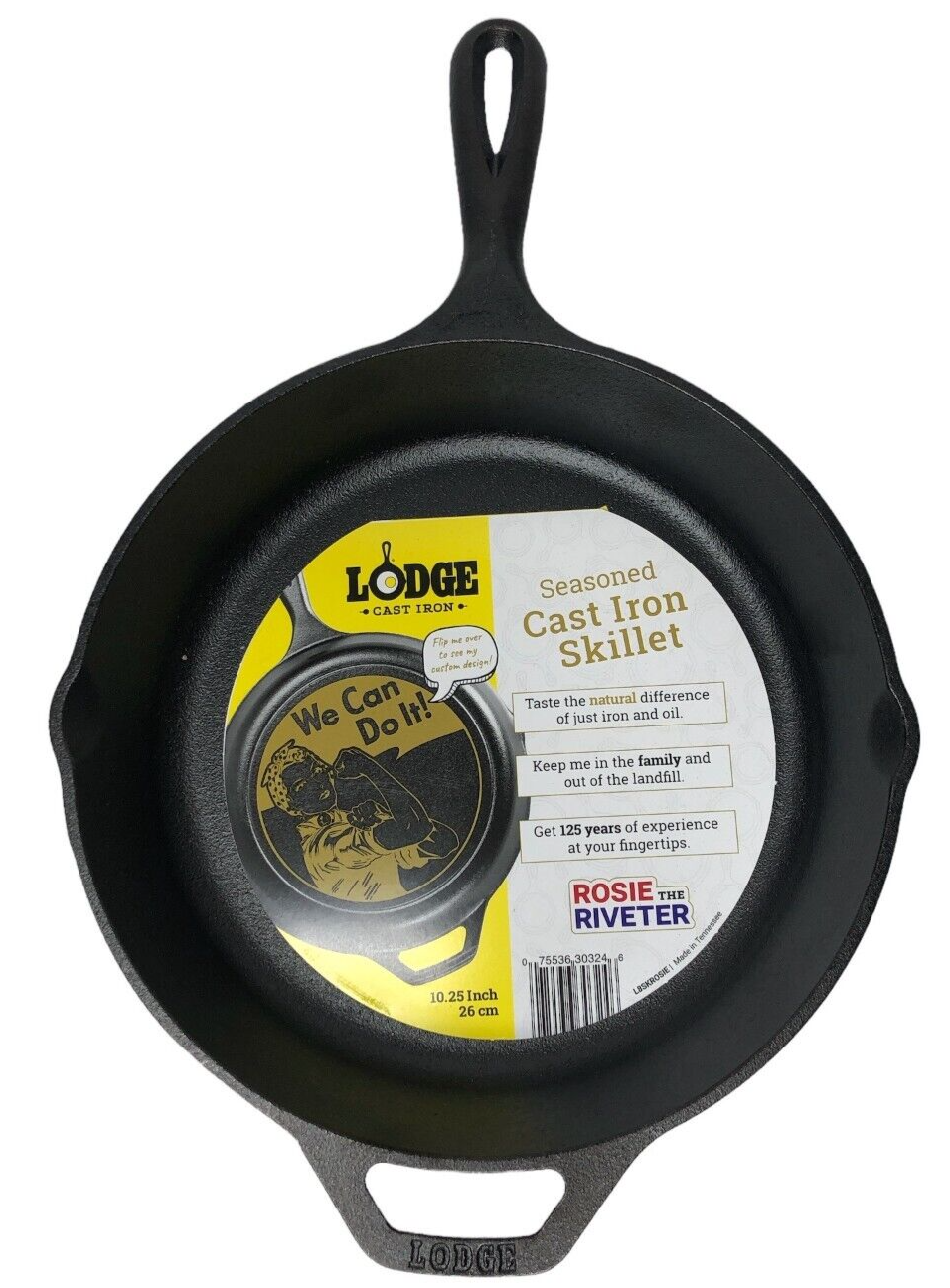 Lodge Rosie The Riveter 10.25 Inch Skillet Frying Pan Look Handle New Cast Iron