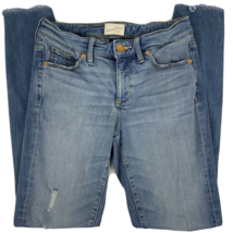 Universal Thread Womens Skinny Jeans Blue Mid Rise Stretch Frayed Hem 0/25R - £15.05 GBP