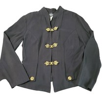 Michael B LTD Petites Women Military Style Jacket Black Size PS Long Sleeve - £22.48 GBP