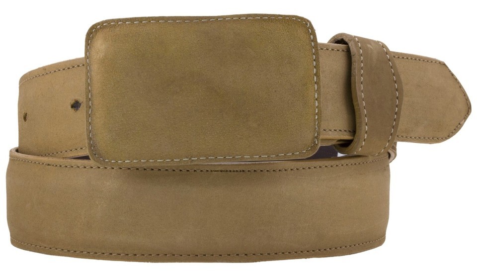 Mens Western Belt Sand Solid Nubuck Leather Casual Ranch Dress Size 36 - $29.69