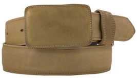 Mens Western Belt Sand Solid Nubuck Leather Casual Ranch Dress Size 36 - $29.69