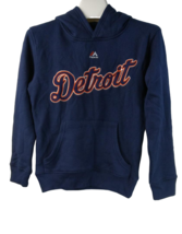 Majestic Youth Detroit Tigers Blue Wordmark Embroidered Hoodie NAVY - SMALL (8) - £15.81 GBP