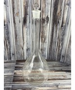 Vintage Pyrex 1000 ml Volumetric Flask w/ 22 Glass Pennyhead Stopper - $19.34